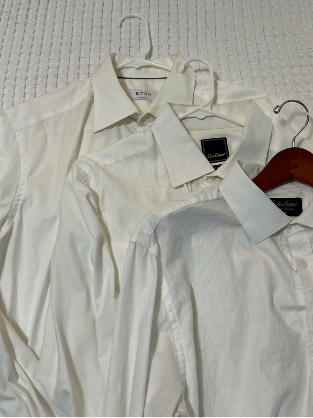 Lot of 3 - ETON, David Donahue, Michelson’s - White Dress Shirts - 17.5 34/35 XL